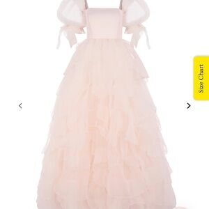 Selkie Pink Sleeveless Gown with Puff Sleeves 2x